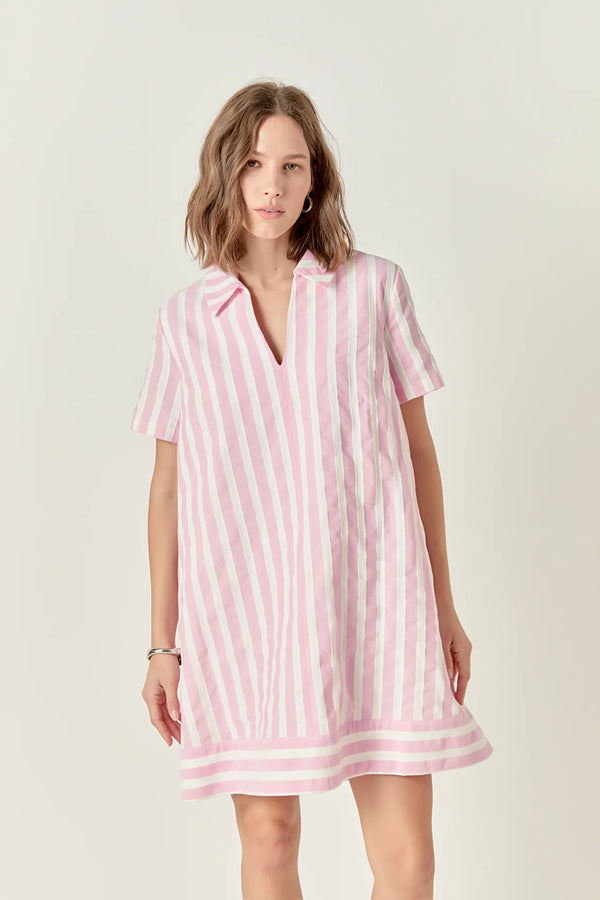 Striped Jacquard Mini Shirt Dress