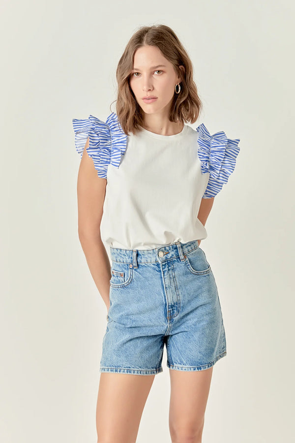 Striped Statement Sleeve Tee