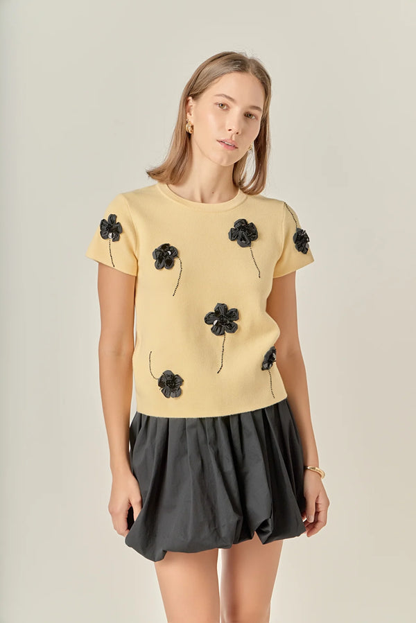 3D Flower Knit Top