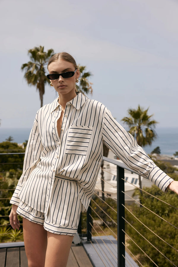 Oversized Striped Button-Down Shirt