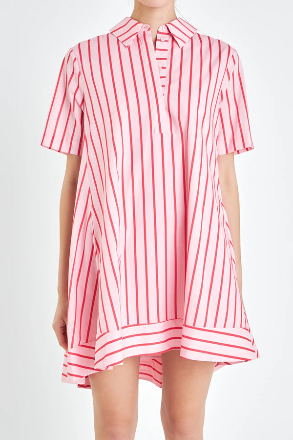 Stripe A-Line Shirt Dress