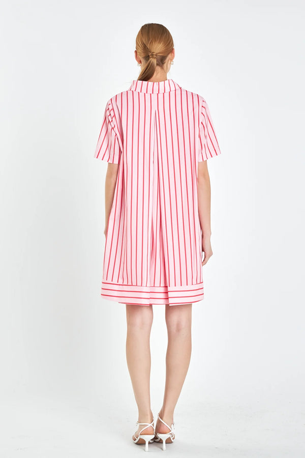 Stripe A-Line Shirt Dress