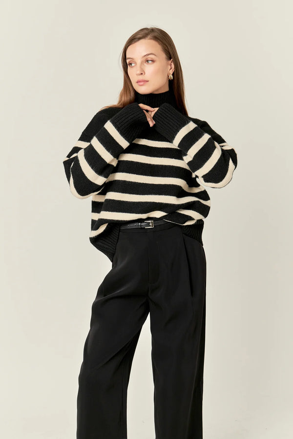 Stripe Turtle Neck Knit