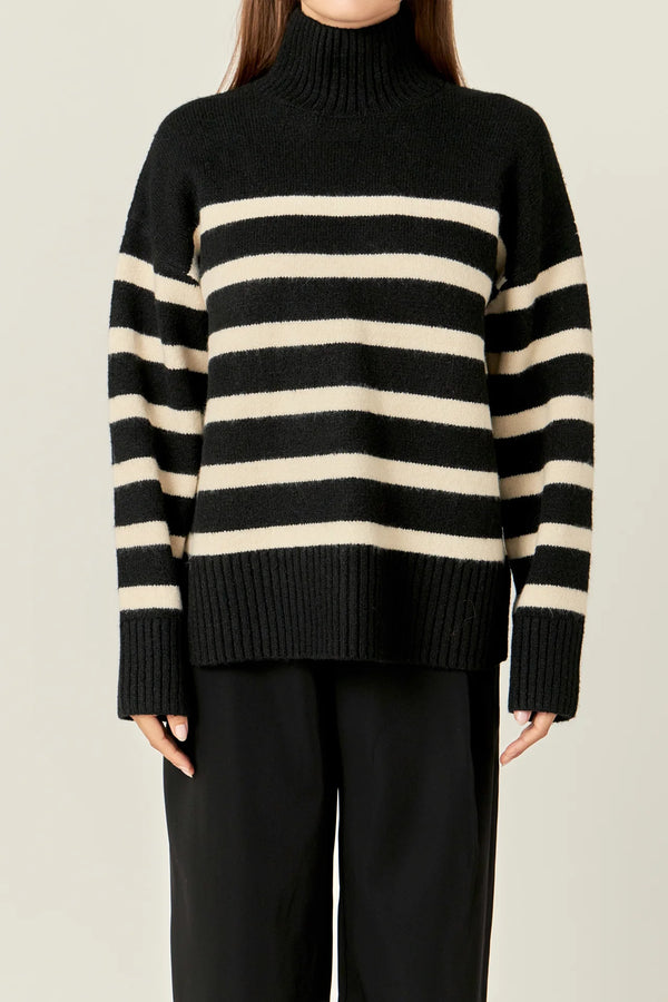 Stripe Turtle Neck Knit