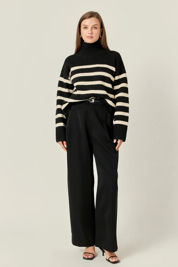 Stripe Turtle Neck Knit