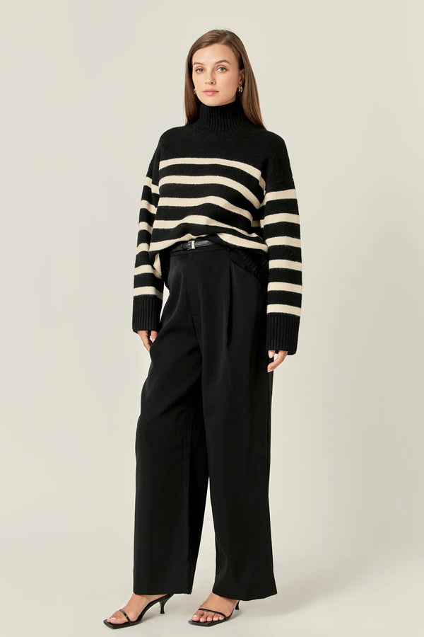 Stripe Turtle Neck Knit