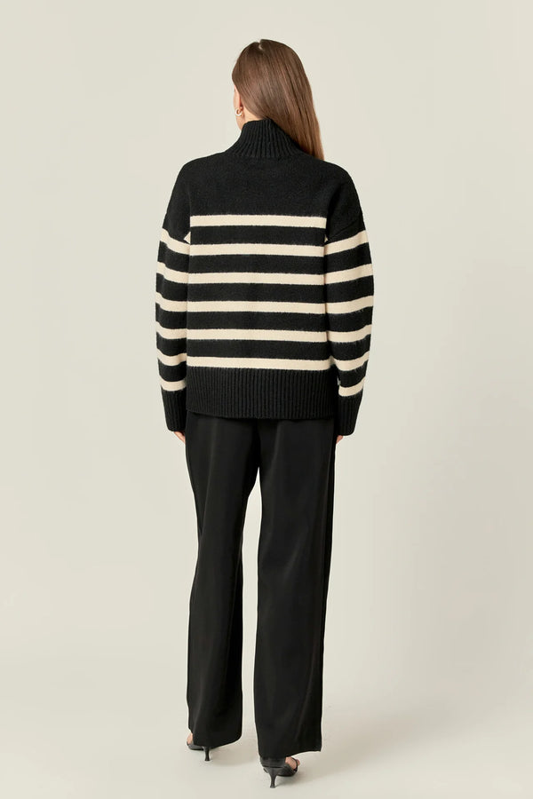 Stripe Turtle Neck Knit