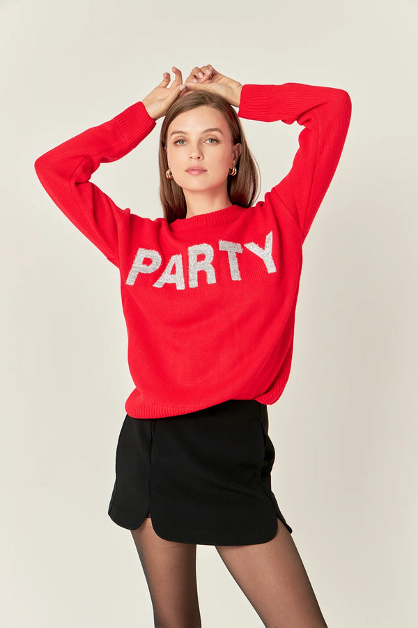 Glitter "Party" Lettering Sweater