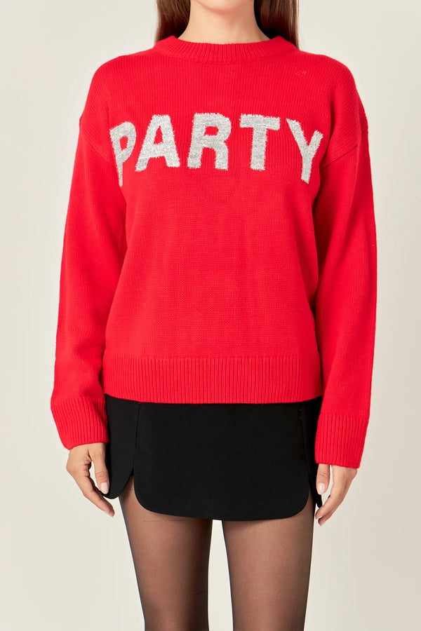 Glitter "Party" Lettering Sweater