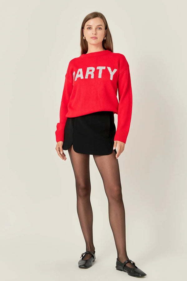 Glitter "Party" Lettering Sweater