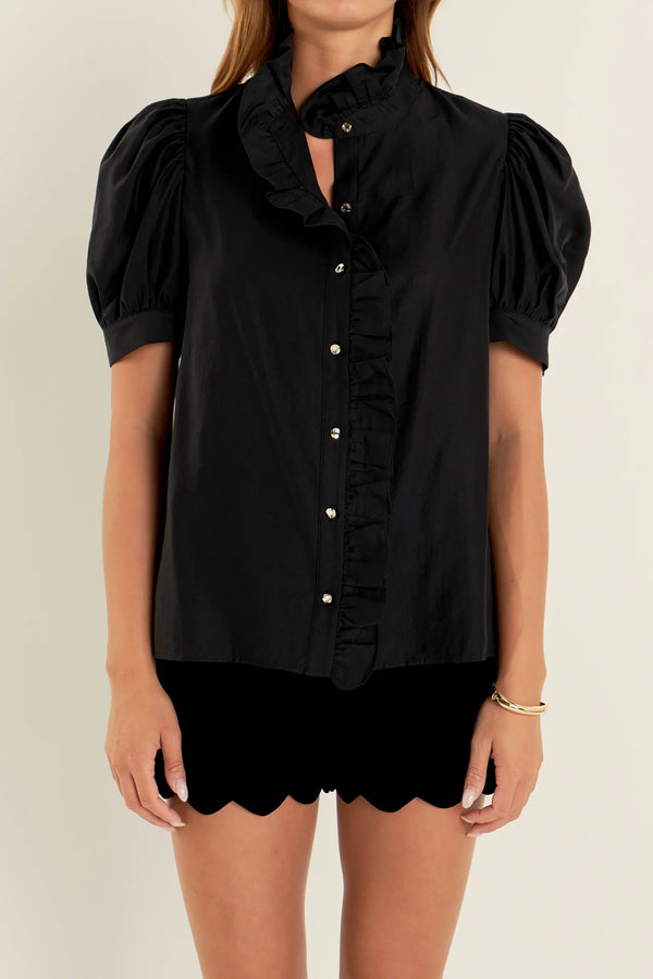 Ruffle Pointed Blouse