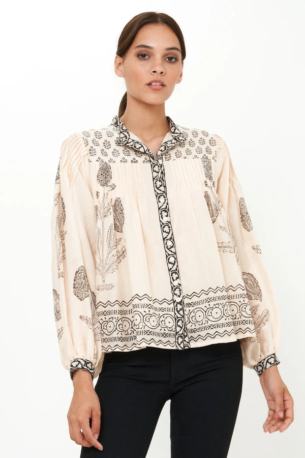 Mandarin Pintuck Blouse