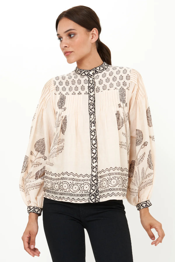 Mandarin Pintuck Blouse