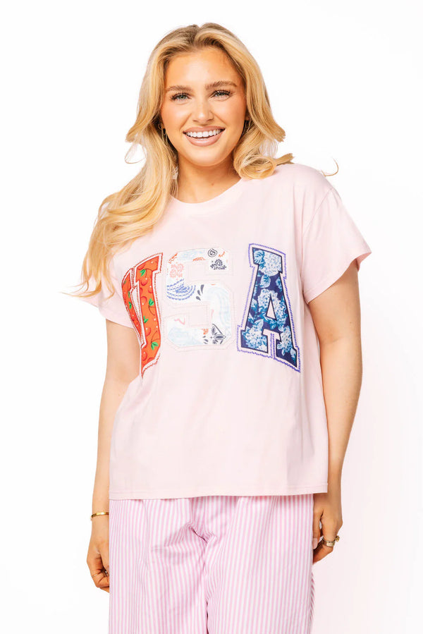 Light Pink 'USA' Bandana Tee