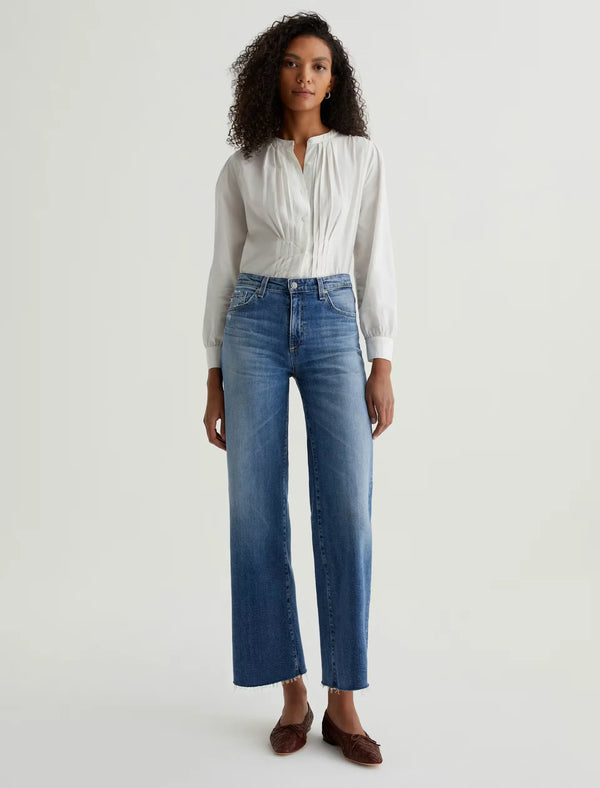 Saige Wide Leg Crop AG-ed Mid-Rise Wide Leg Denim