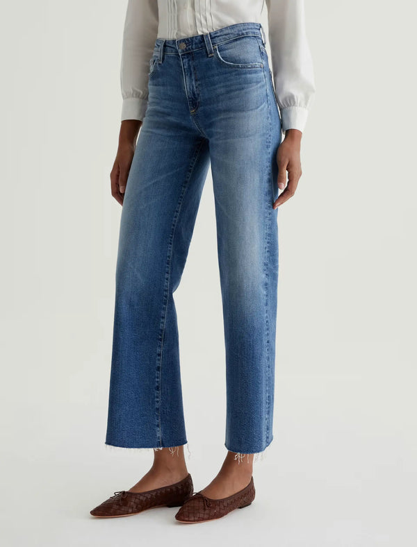 Saige Wide Leg Crop AG-ed Mid-Rise Wide Leg Denim