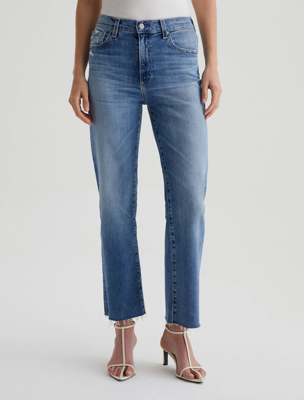 Brinley Crop AG-ed Mid Rise Straight Denim