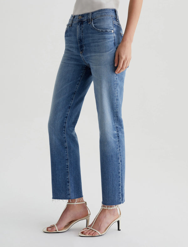 Brinley Crop AG-ed Mid Rise Straight Denim