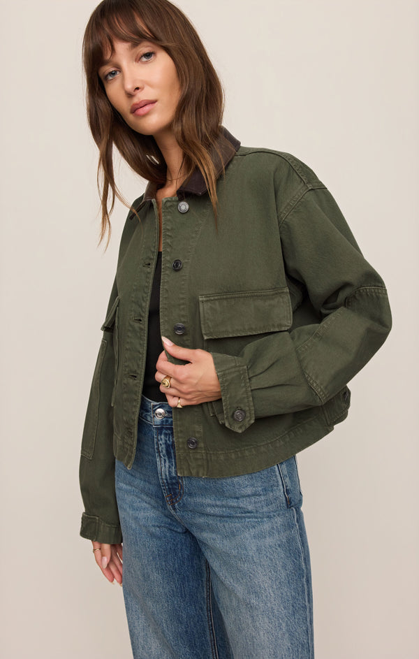 Rey Cropped Denim Chore Jacket