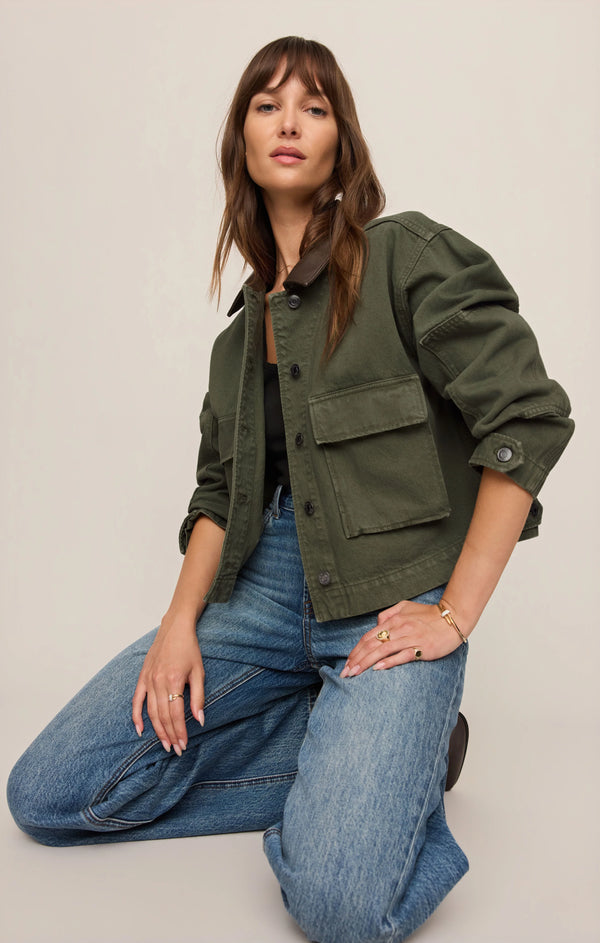 Rey Cropped Denim Chore Jacket