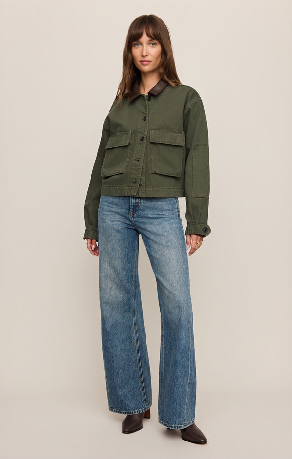 Rey Cropped Denim Chore Jacket