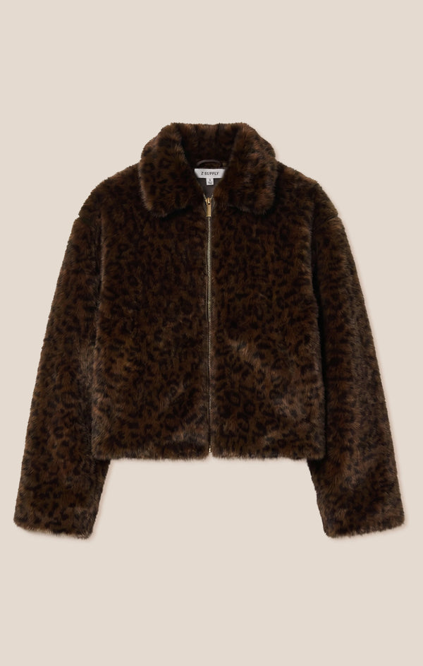 Edie Leopard Faux Fur Jacket