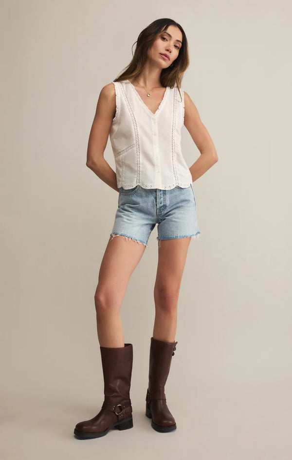 Tomi Embroidered Cotton Tank
