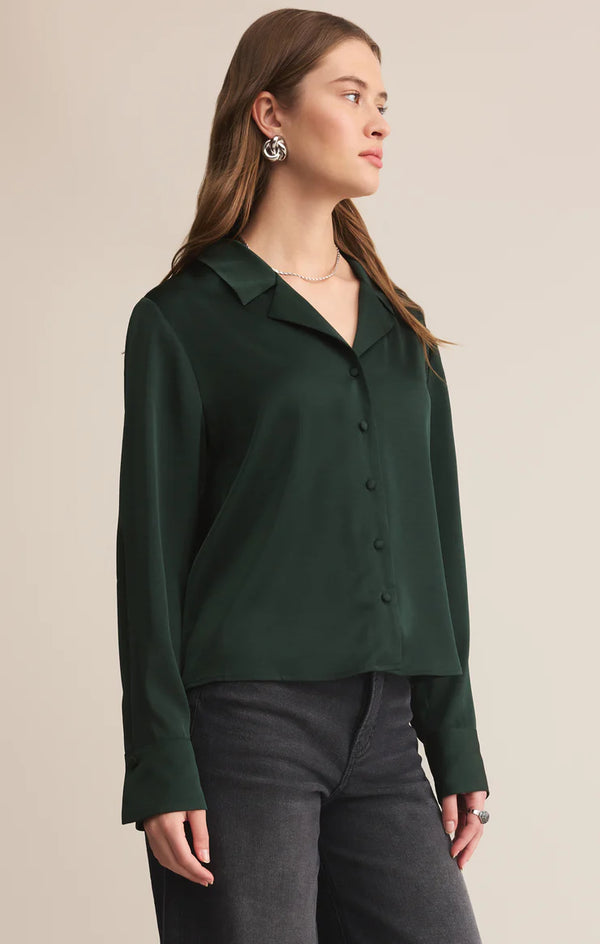Ana Satin Button Up