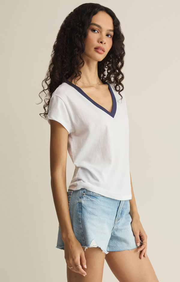 Modern Contrast V-Neck Tee