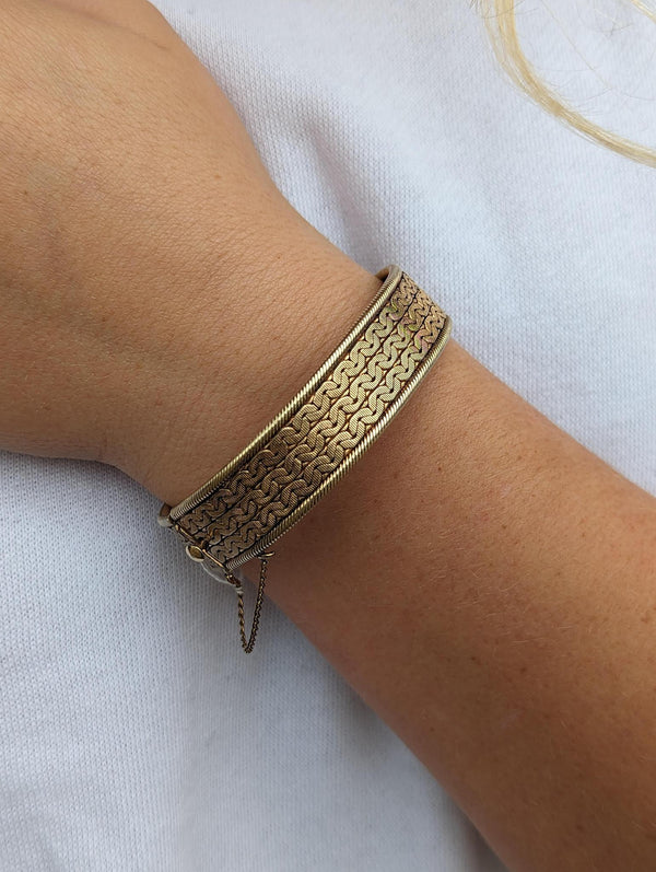 Vintage Stacked Chain Hinged Bangle