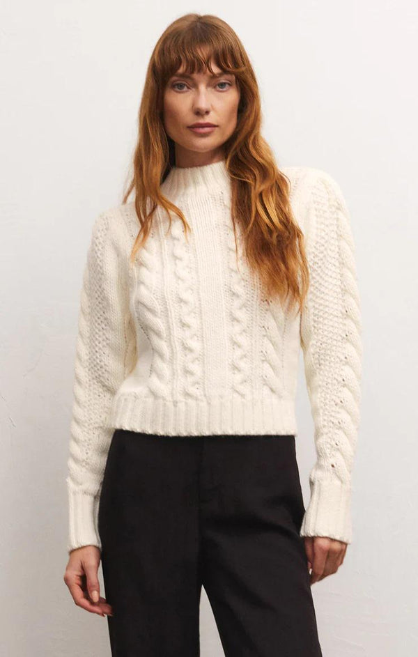 Catya Mock Neck Cable Sweater