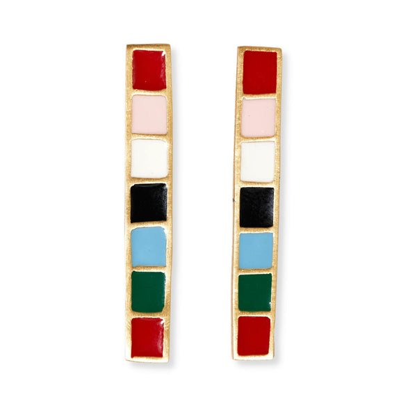Adele Colorblock Enamel Bar Earrings
