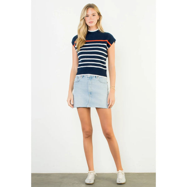 Sleeveless Striped Knit Top