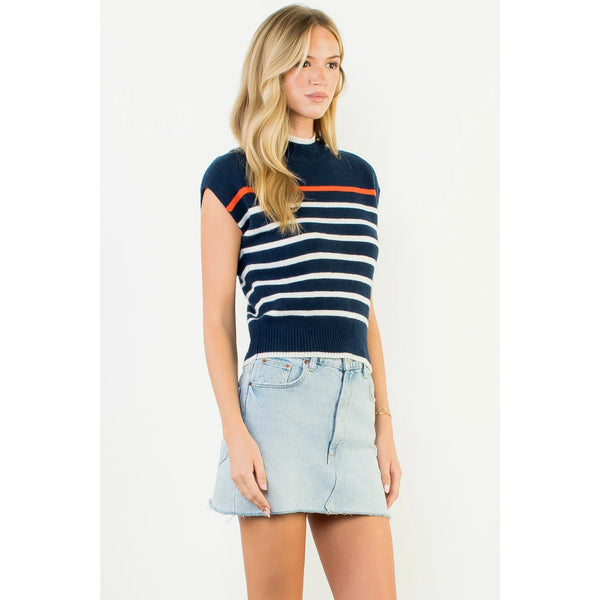 Sleeveless Striped Knit Top