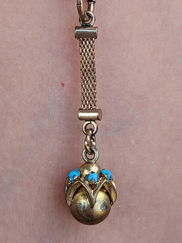 Victorian Watch Chain Turquoise Fob