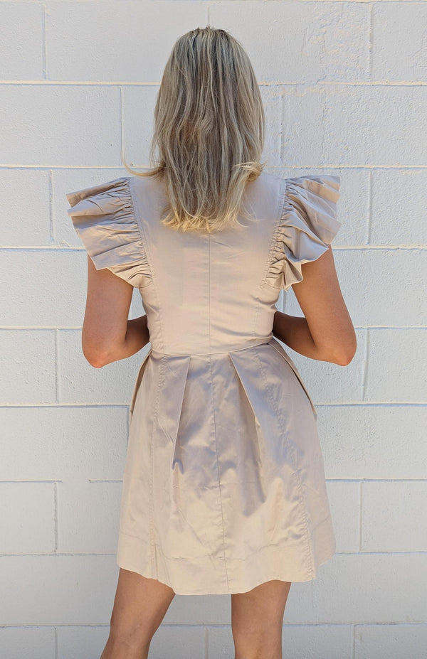 Cotton Poplin Pleated Mini Dress