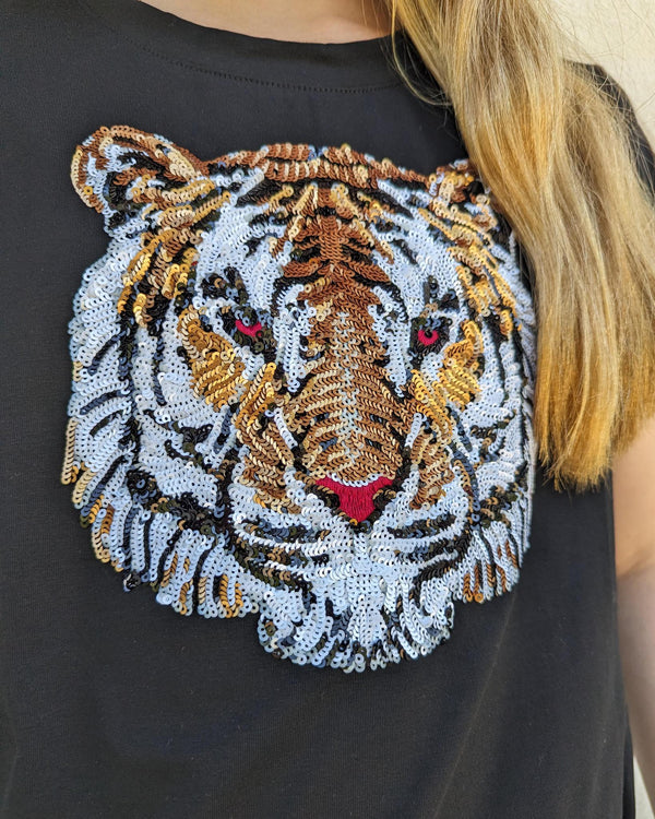 Kids Sequin Tiger Head Tee