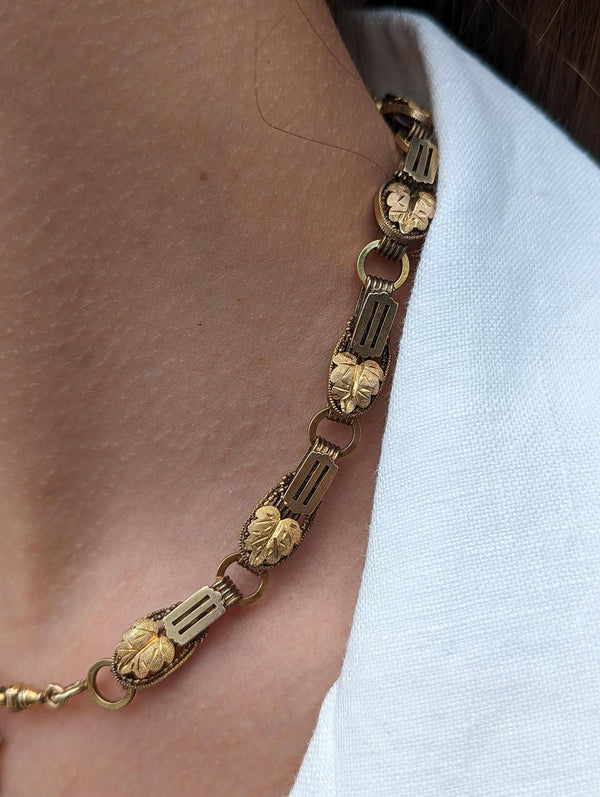 Victorian Leaf Book Chain Necklace