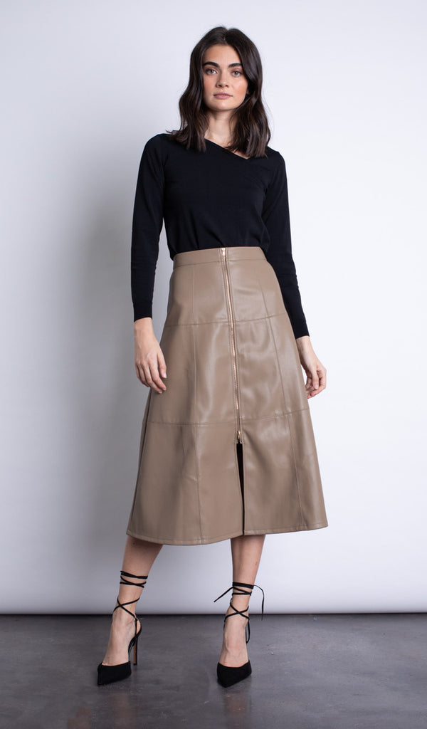 Victoria Vegan Leather Midi Skirt