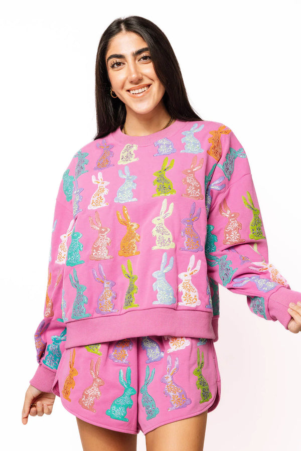 Purple Multi Easter Bunny Sweatshirt
