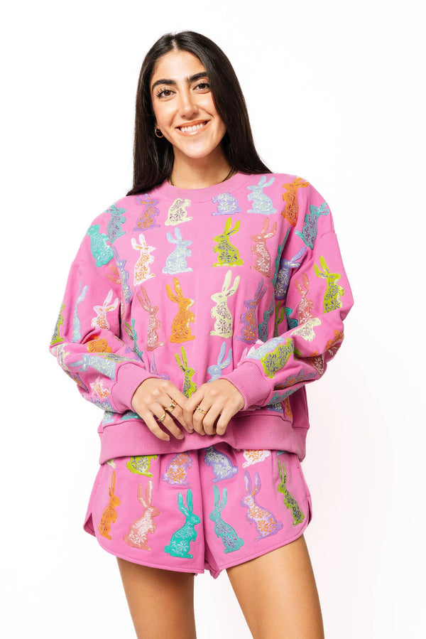 Purple Multi Easter Bunny Sweatshirt