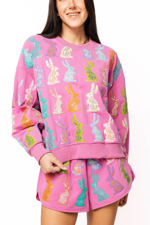 Purple Multi Easter Bunny Sweatshirt