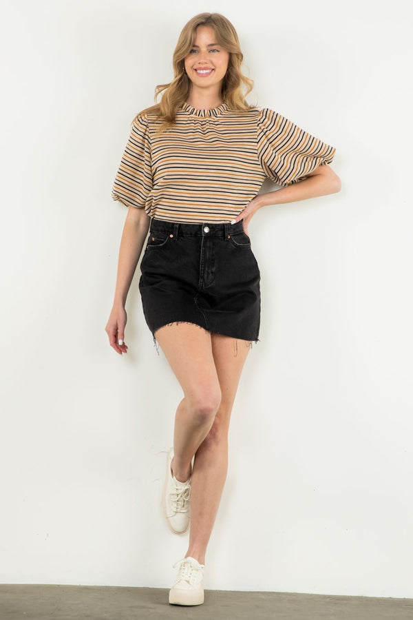 Puff Sleeve Striped Top