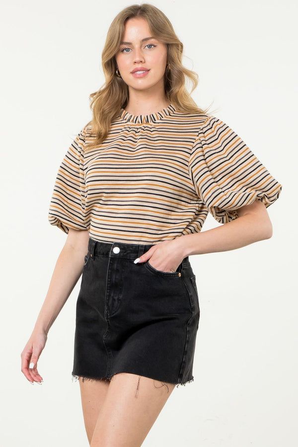 Puff Sleeve Striped Top