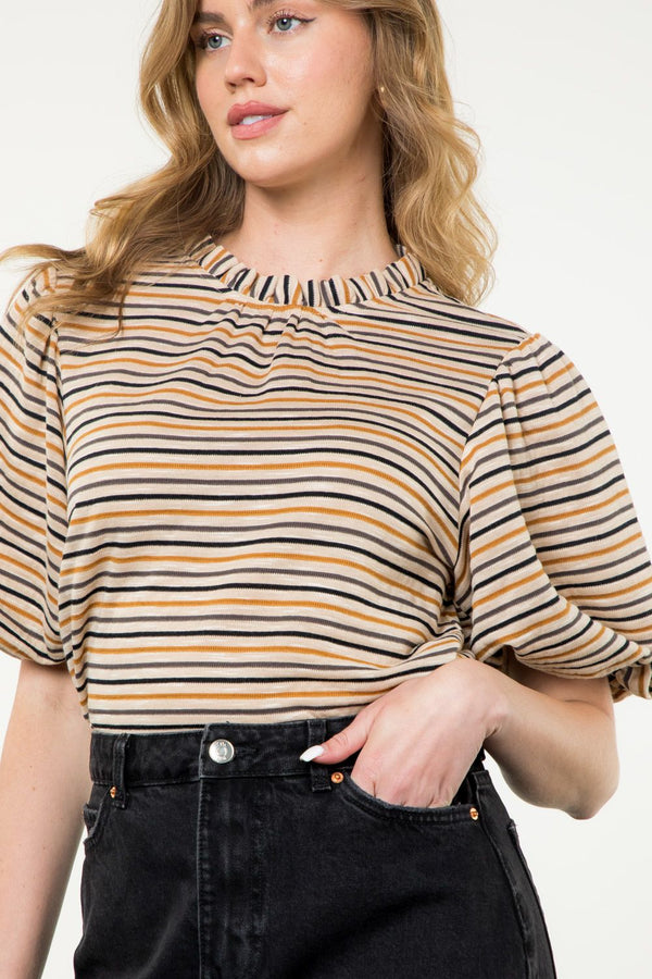 Puff Sleeve Striped Top