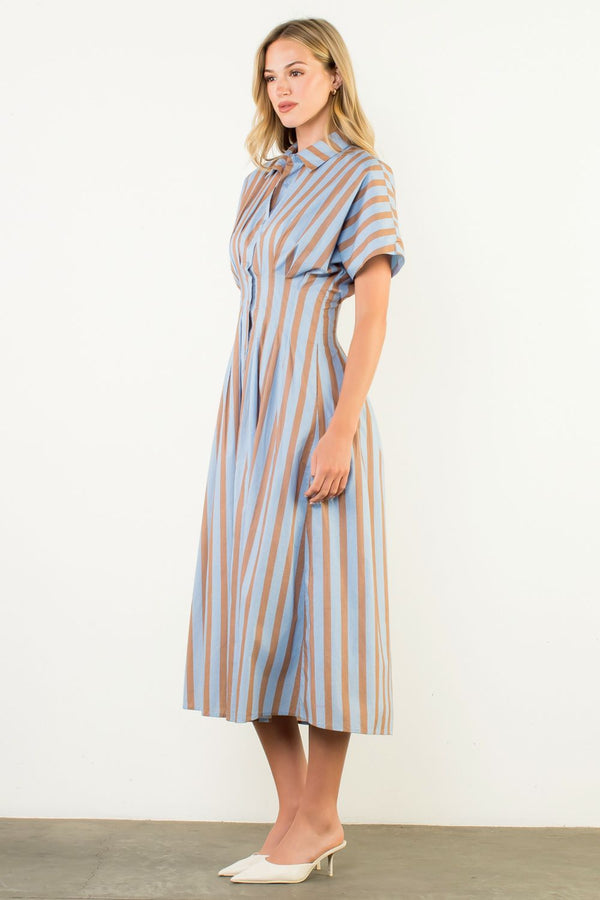 Striped Button Up Maxi Dress
