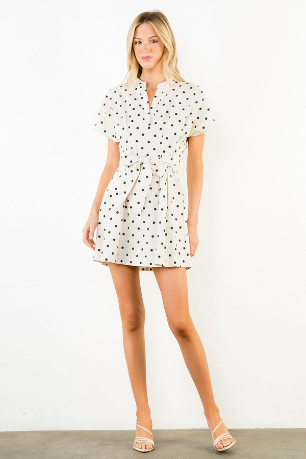 Short Sleeve Polka Dot Dress