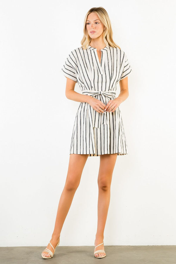 Short Sleeve Black & White Dress