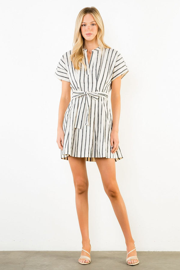 Short Sleeve Black & White Dress