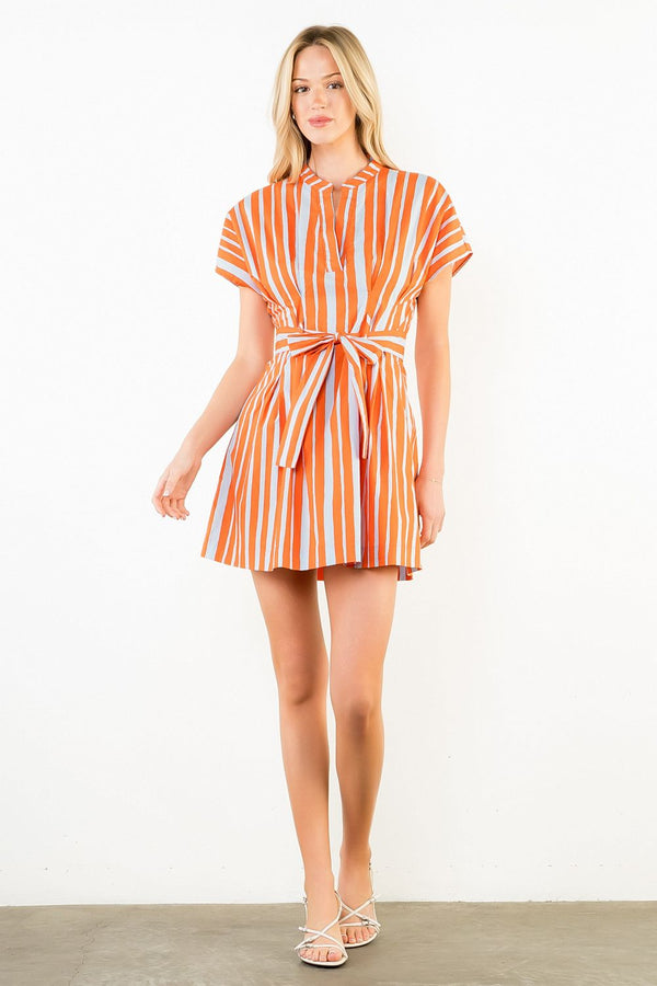 Short Sleeve Stripe Dress